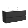 Móveis de banheiro Bequia 160cm + pia MineralSolid Vilna | Cor preto fosco | 160x45x54