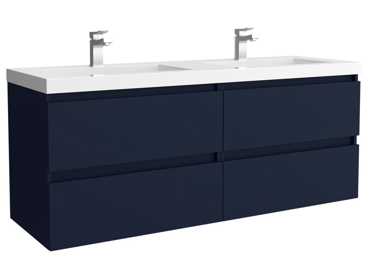 Mueble Baño BEQUIA 4caj. Lavabo Toscana 2 pozas Carga Mineral 140