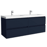 Móveis de banheiro Bequia 140cm + pia de carga mineral Toscana |Cor Azul Acetinado|140x45x59