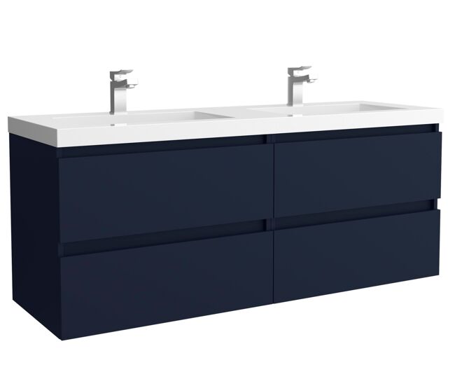 Mueble de baño bequia 140cm + lavabo carga mineral toscana | azul mate|140x45x59