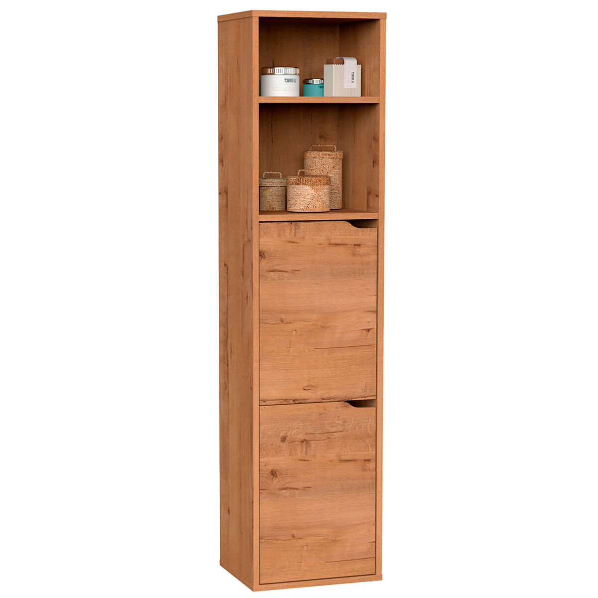 Briebe aura columna de baño, mueble auxiliar, armario alto estilo moderno 150x36,5x30 cm espacio almacenaje, , madera