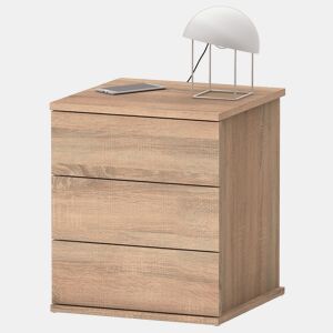 Briebe Serenade Mesa de Cabeceira com 3 Gavetas, Mesinha de Quarto 48,5x41x 40 cm (altura x largura x profundidade), , Madeira