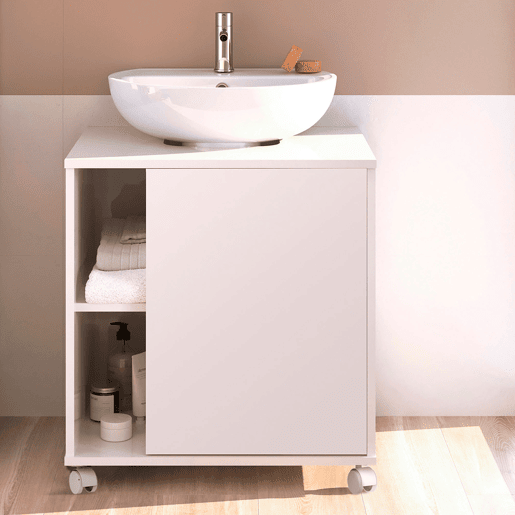 Briebe Esencia Móvel de Banheiro Sob Pia, Armário Auxiliar para Lavatórios com ou sem Pedestal 64x59x45 cm, Espaço Armazenamento, , Branco