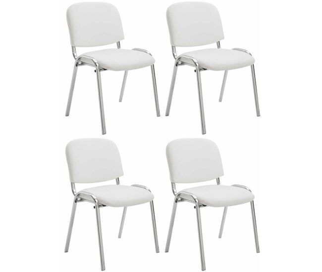 Set de 4 sillas ken cromadas en polipiel simil cuero blanco 48x54x79 cm