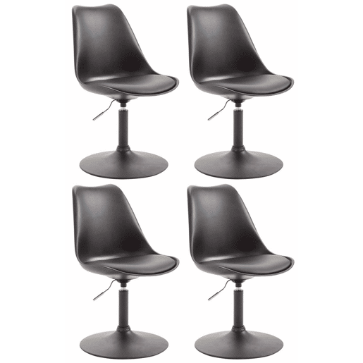 Set de 4 sillas de comedor Maverick con pie de trompeta Plástico Negro 57X48X76 cm