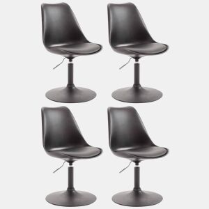 Set de 4 sillas de comedor Maverick con pie de trompeta Plástico Negro 57X48X76 cm
