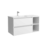 Móveis Bequia 100cm + armário direito de 2 furos + lavatório de cerâmica | Cor branco mate | 100x45x54