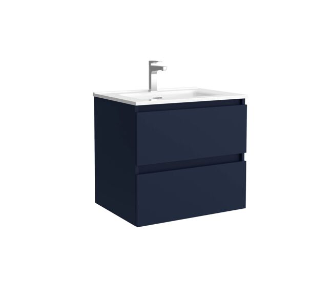 Mueble de baño bequia 60cm + lavabo cerámica | azul mate|60x45x54