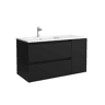 Móveis de Banheiro Bequia 90cm + 1 Sofá Porta Direita + Pia Cerâmica | Cor Preto Fosco | 90x45x54
