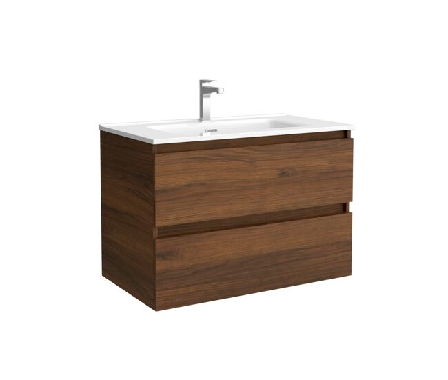 Mueble de baño bequia 80cm + lavabo cerámica | nogal|80x45x54