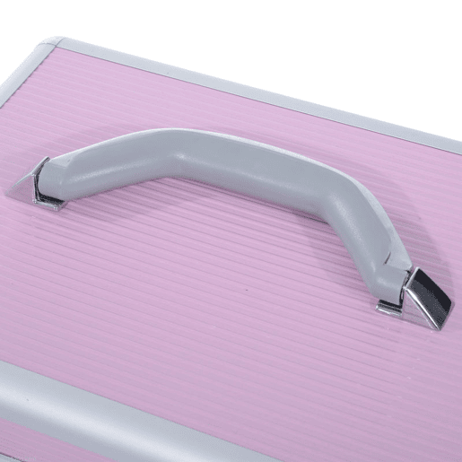 HOMCOM Estojo de Maquilhagem Organizador de Cosméticos Profissional Maleta de Maquilhagem Caixa de Produtos de Beleza Portátil com Compartimentos 29x21x20 cm Rosa