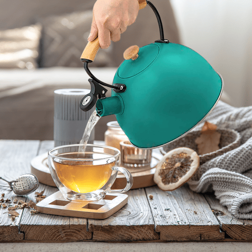 Briebe Nordic Chaleira de Indução com Apito, 2,3 L, Aço Inox, Vitrocerâmica, Gás, Cabo de Madeira, , Verde
