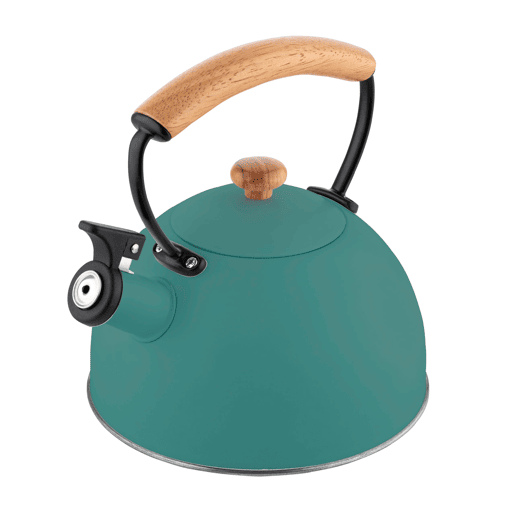 Briebe Nordic Chaleira de Indução com Apito, 2,3 L, Aço Inox, Vitrocerâmica, Gás, Cabo de Madeira, , Verde