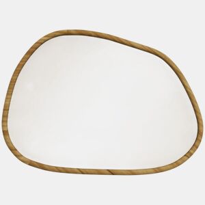 HOMCOM Espelho de Parede Decorativo 70x50 cm Espelho de Casa de Banho com Forma Irregular e Moldura de Madeira para Sala Entrada Corredor Horizontal ou Vertical Natural