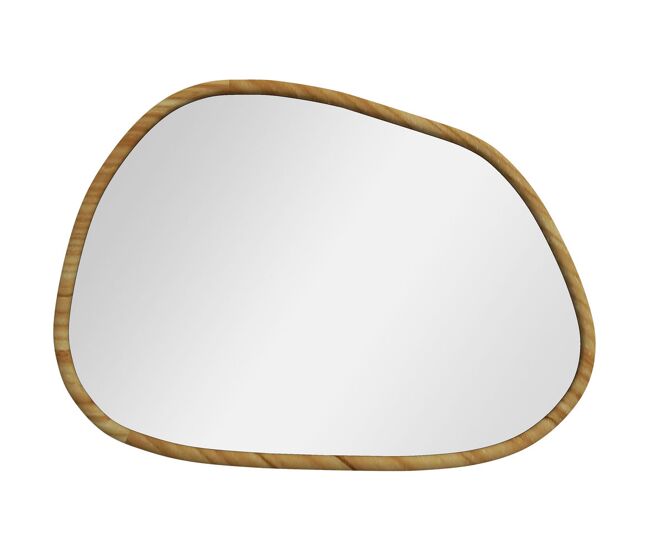 Homcom espejo de pared decorativo 70x50 cm espejo de baño con forma irregular y marco de madera para salón entrada pasillo horizontal o vertical natural