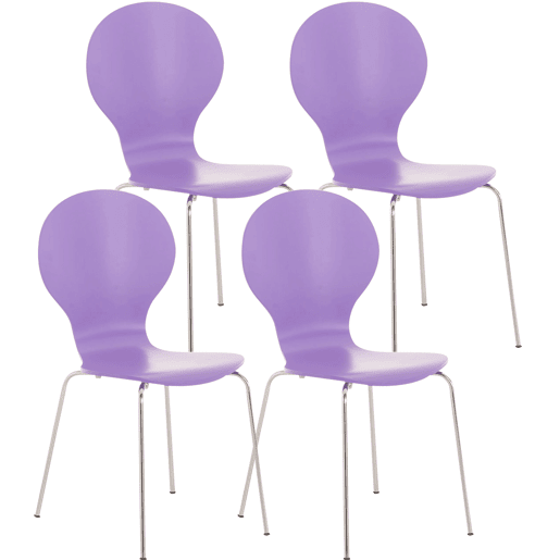 Set 4x Sillas de Visita Diego Apilable Madera Lila 45X43X86 cm