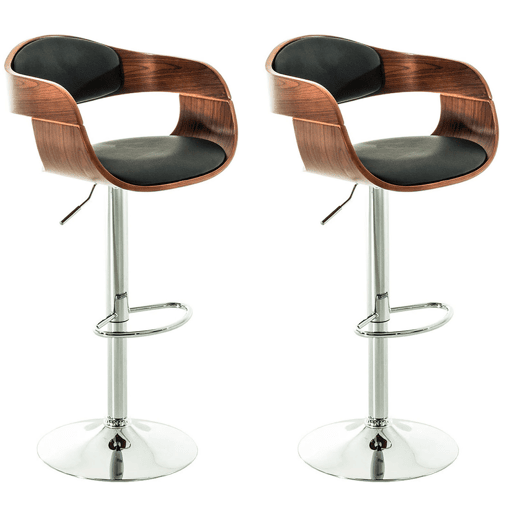 Set De 2 Taburetes Kingston En Simil Cuero Nogalnegro 48X50X88 cm