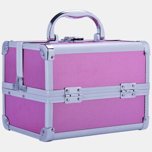 HOMCOM Estojo de Maquiagem Profissional Portátil de Cosméticos com Bandejas de 3 Níveis e Espelho 2 Chaves para Porta-Joias Manicure 15x15x20cm Rosa