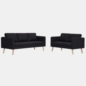 vidaXL 2 pcs conjunto de sofás tecido preto