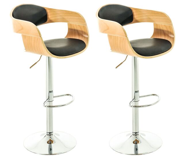 Set de 2 taburetes kingston en simil cuero natural/negro 48x50x88 cm