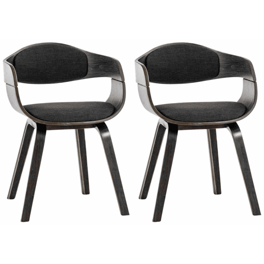 Set de 2 sillas de comedor Kingston de tela y madera Grisgris oscuro 46X49X73 cm
