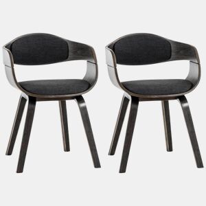 Set de 2 sillas de comedor Kingston de tela y madera Grisgris oscuro 46X49X73 cm