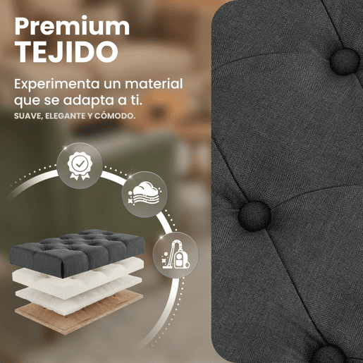 Banco Amun tapizado en tela con estructura negra Gris oscuro 38X100X46 cm Banco Amun tapizado en tela con estructura negra Gris oscuro 38X100X46 cm