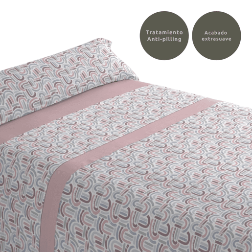 Conjunto de lençóis de três peças cama 150cm Arc Rosa Donegal Collections