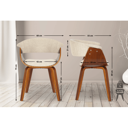 Silla Bruce tela Crema 55X60X75 cm