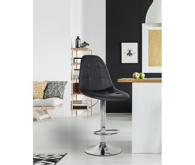 Taburete de bar elmore en polipiel metal negro 56x47x58 cm