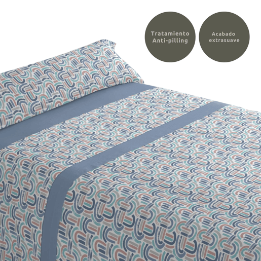 Conjunto de lençóis de três peças cama 135cm Arc Azul Donegal Collections