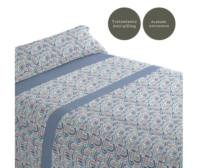 Juego de sábanas tres piezas cama de 135cm arc azul donegal collections