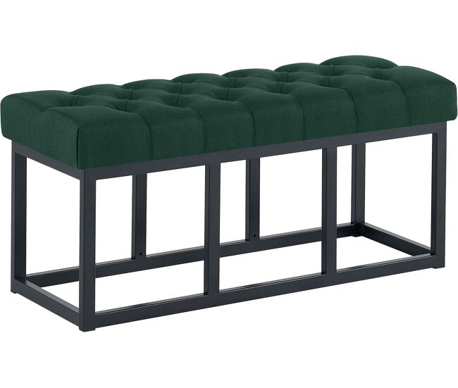 Banco amun tapizado en tela con estructura negra verde 38x100x46 cm
