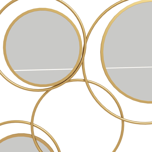 HOMCOM Espelho Decorativo de Parede em Metal 3D Decoração de Parede Metálica com 4 Espelhos Redondos para Sala Quarto Corredor 110x68 cm Dourado
