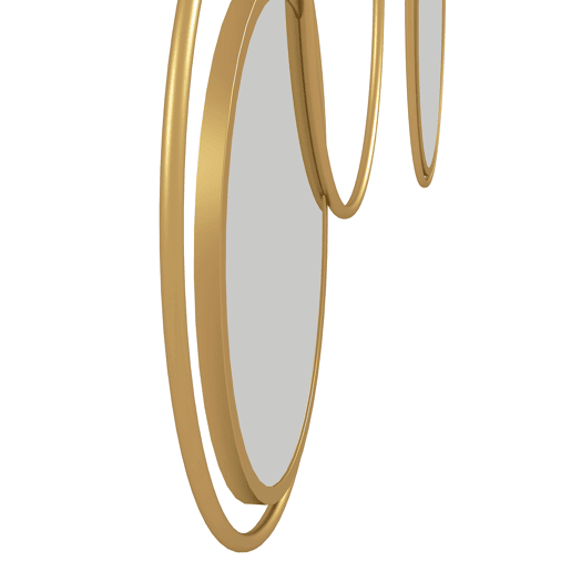 HOMCOM Espelho Decorativo de Parede em Metal 3D Decoração de Parede Metálica com 4 Espelhos Redondos para Sala Quarto Corredor 110x68 cm Dourado