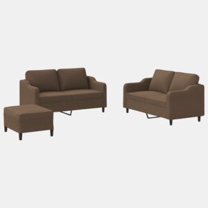 vidaXL 3 pcs conjunto de sofás com almofadões tecido castanho