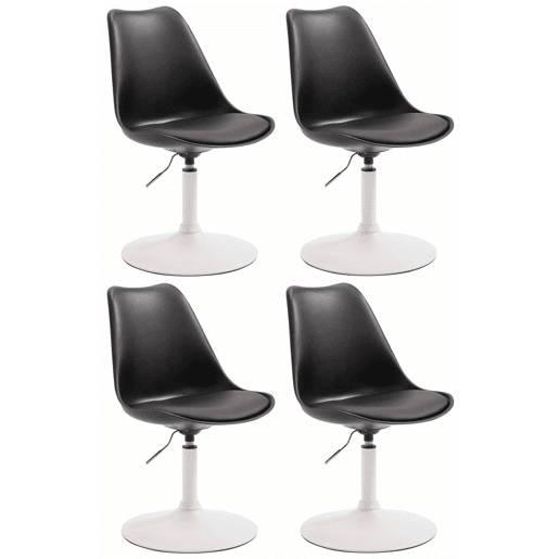 Set de 4 sillas de comedor Maverick con pie de trompeta Plástico Negro 57X48X76 cm