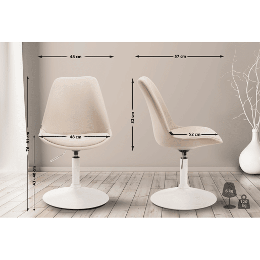 Silla De Comedor Maverick En Tela Crema 57X48X76 cm