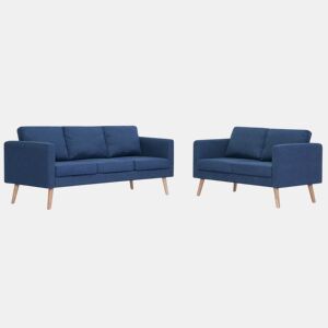 vidaXL 2 pcs conjunto de sofás tecido azul