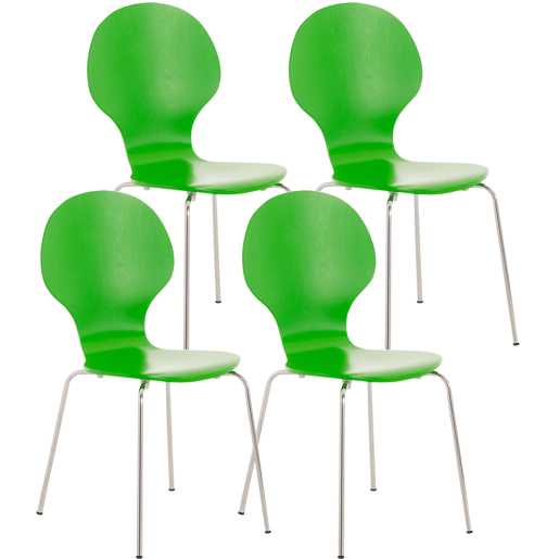 Set 4x Sillas de Visita Diego Apilable Madera Verde 45X43X86 cm