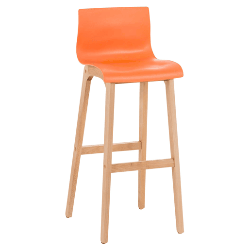 Taburete de bar Hover estructura de plástico base de cuatro patas Natura Madera Naranja 46X41X102 cm