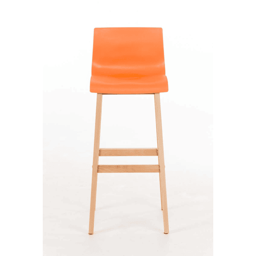 Taburete de bar Hover estructura de plástico base de cuatro patas Natura Madera Naranja 46X41X102 cm