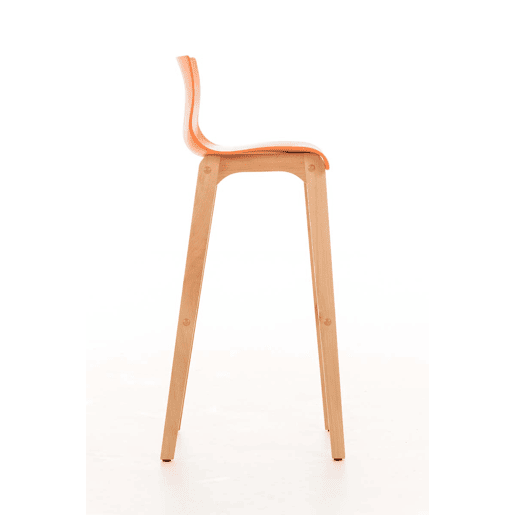 Taburete de bar Hover estructura de plástico base de cuatro patas Natura Madera Naranja 46X41X102 cm