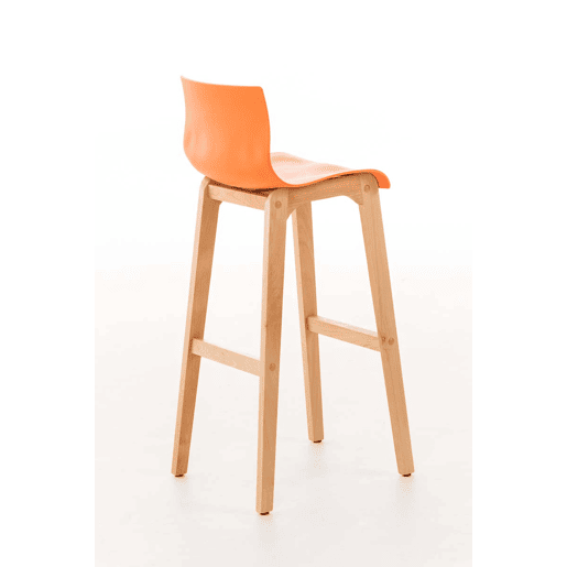 Taburete de bar Hover estructura de plástico base de cuatro patas Natura Madera Naranja 46X41X102 cm