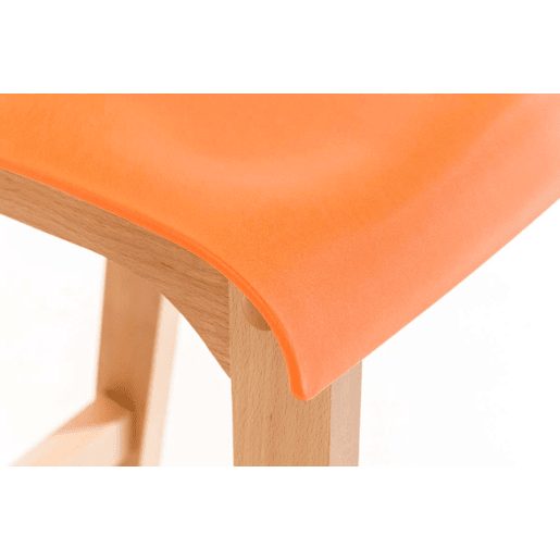 Taburete de bar Hover estructura de plástico base de cuatro patas Natura Madera Naranja 46X41X102 cm