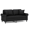 vidaXL Sofá 2 lugares + almofadas decoração 140 cm couro artif. preto