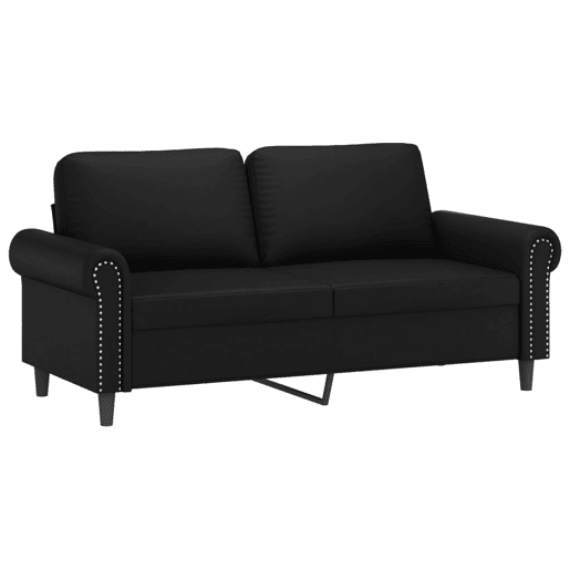 vidaXL Sofá 2 lugares + almofadas decoração 140 cm couro artif. preto vidaXL Sofá 2 lugares + almofadas decoração 140 cm couro artif. preto