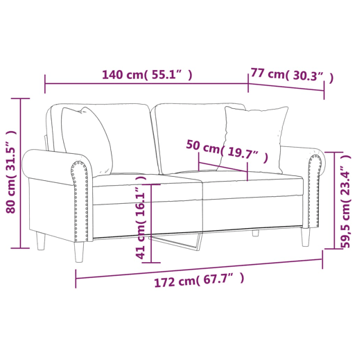 vidaXL Sofá 2 lugares + almofadas decoração 140 cm couro artif. preto vidaXL Sofá 2 lugares + almofadas decoração 140 cm couro artif. preto