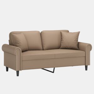 vidaXL Sofá 2 lugares + almofadas 140 cm couro artificial cappuccino