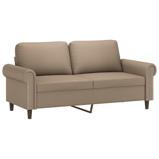 vidaXL Sofá 2 lugares + almofadas 140 cm couro artificial cappuccino vidaXL Sofá 2 lugares + almofadas 140 cm couro artificial cappuccino